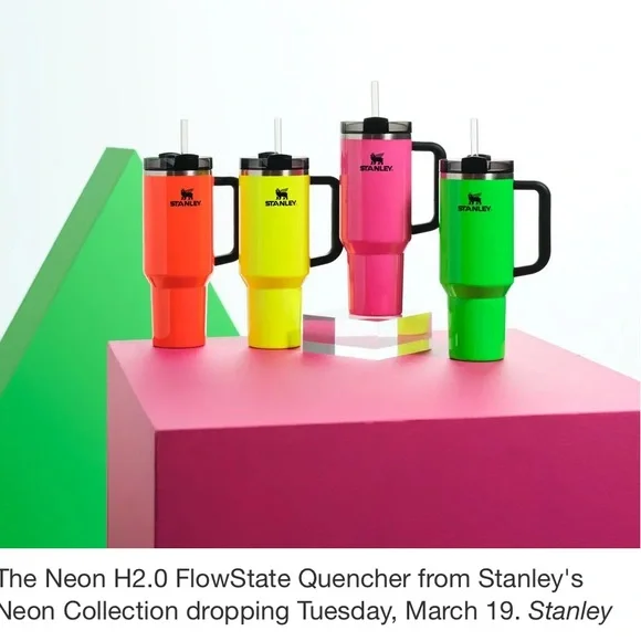 Stanley 40 oz. Quencher H2.0 FlowState Tumbler – Spring Fling Neon Orange New. - Picture 6 of 9